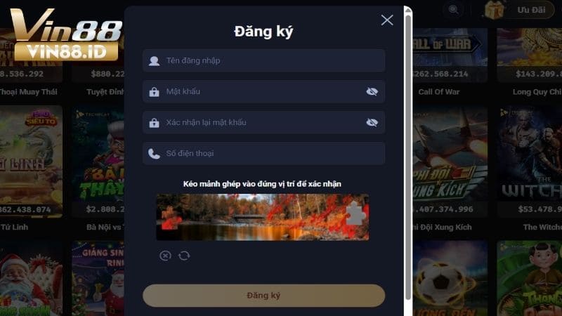 Hướng Dẫn Đăng Ký VIN88 Nhanh Chóng Chỉ Với 2 Bước Điền thông tin đăng ký theo biểu mẫu